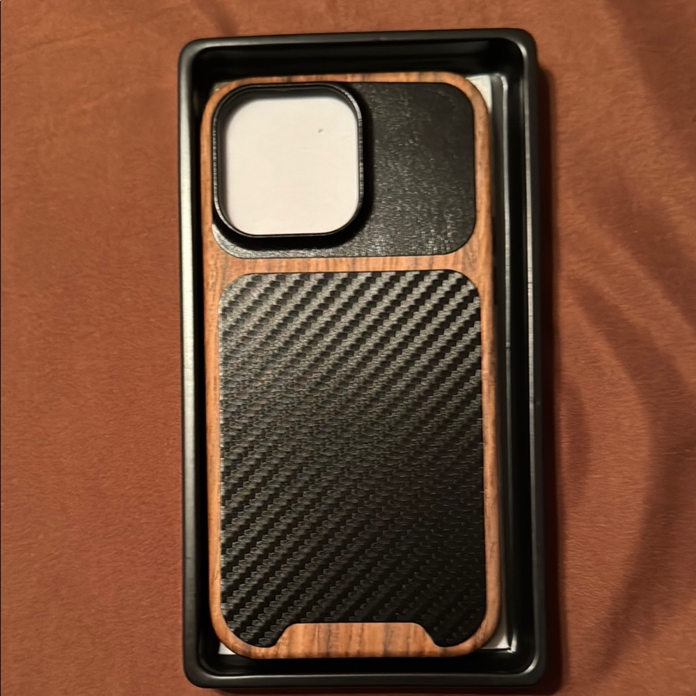 Wood and Carbon Fiber Phone Case - Black